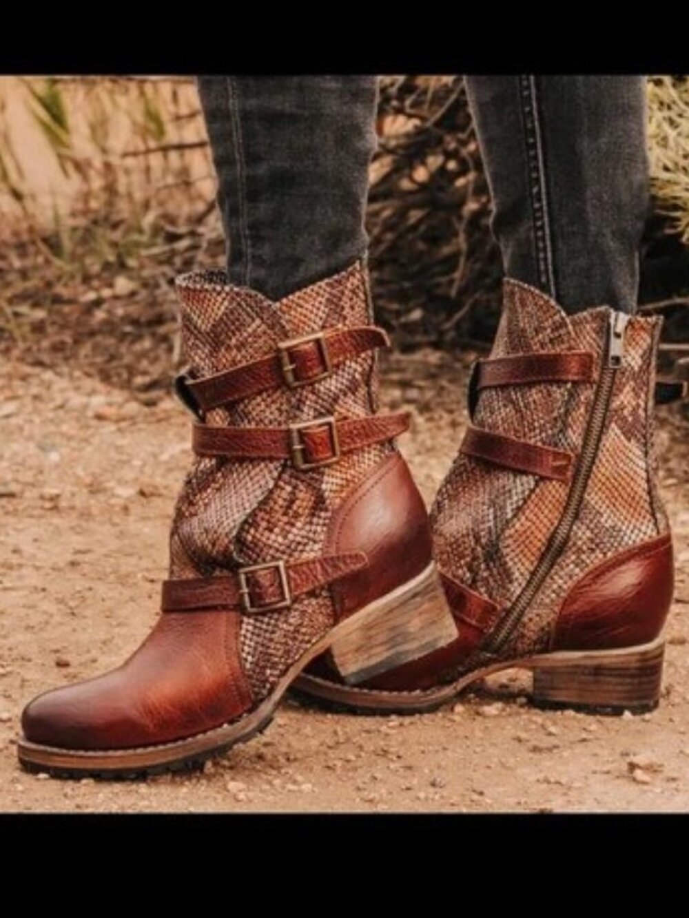 Freebird Apex Leather croc Embossed Boots Women's Size 6 New in Box